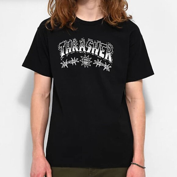 Thrasher Other - THRASHER Men's XL Grunge Streetwear Skater Barbed Wire Black T-Shirt